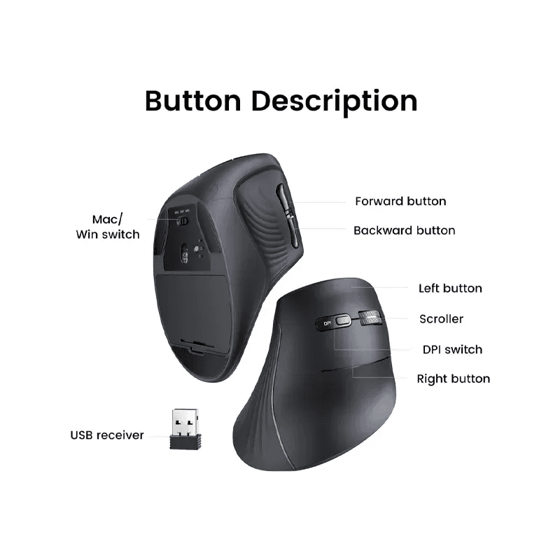 UGREEN SOURIS SANS FIL BLUETOOTH MULTI-MODE VERTICAL (25444) - Image 4