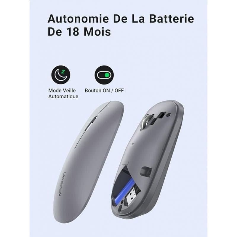 Ugreen Souris sans fil 2,4Ghz/10M GRIS Clair (90373) - Image 4