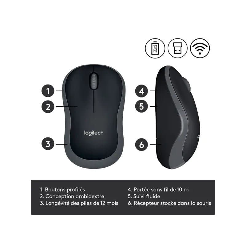 Souris sans fil Logitech M185 Gris - Image 3