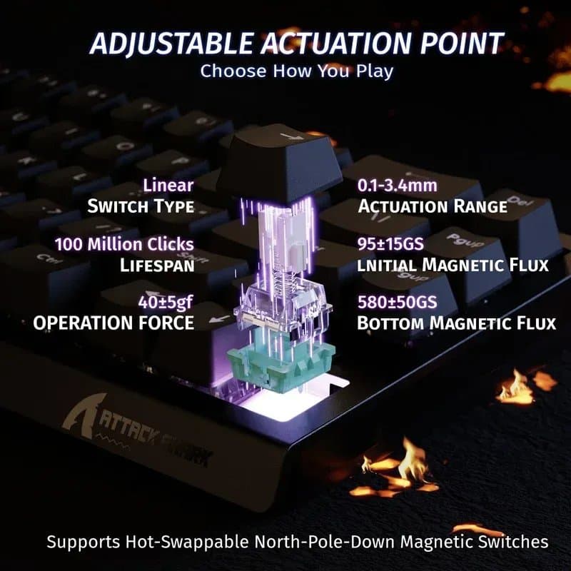 ATTACK SHARK X68 HE Noir (Magnetic Switch) - Image 4