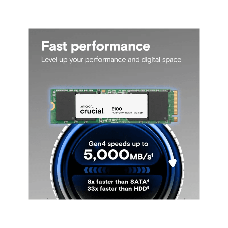CRUCIAL E100 480GB SSD M.2 PCIe NVMe - Image 2