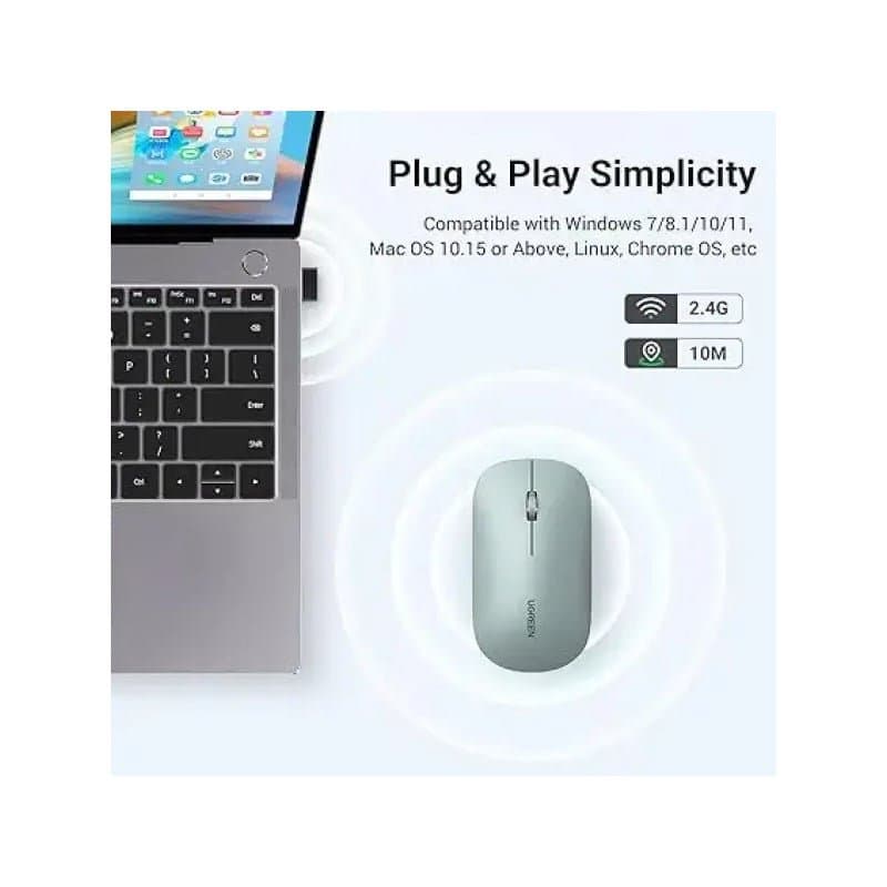 Ugreen Souris sans fil 2,4Ghz/10M Vert (90374) - Image 4